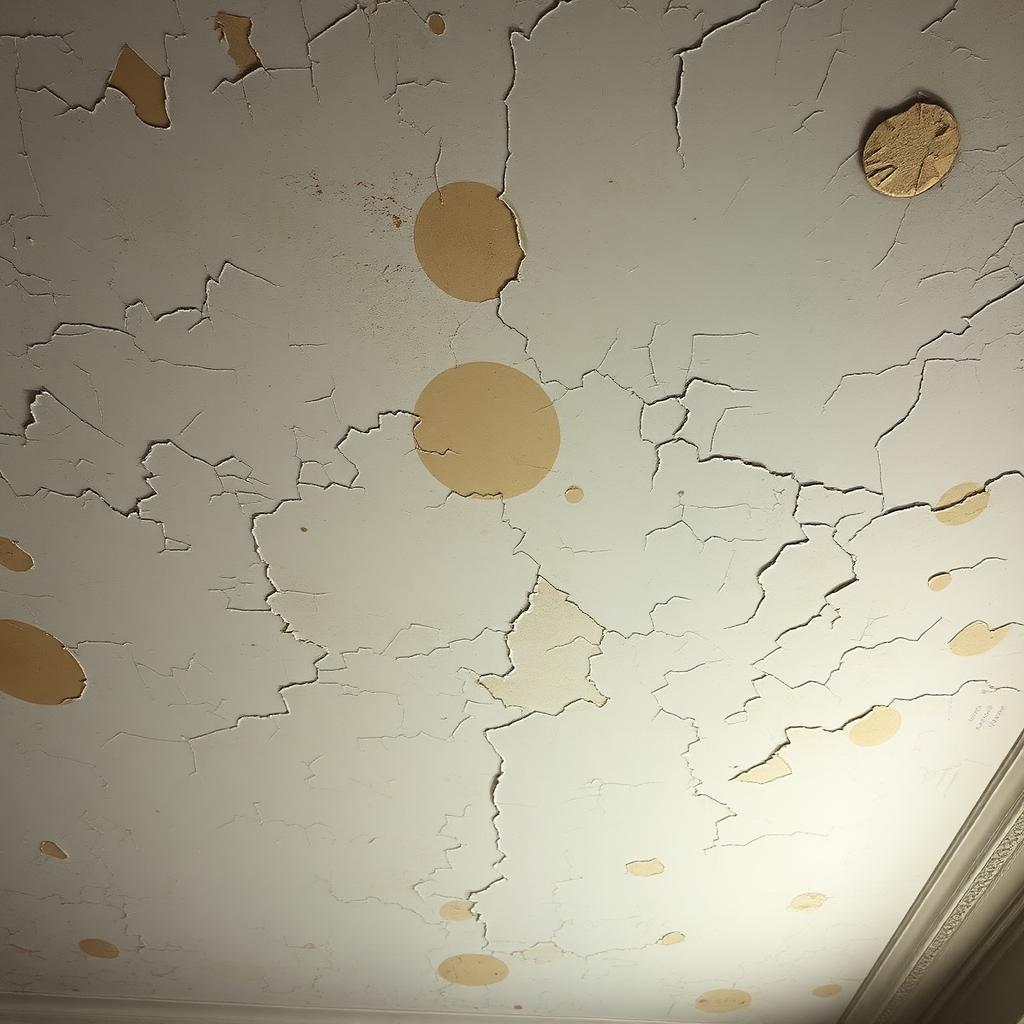 Artex ceiling skimmed flat — before